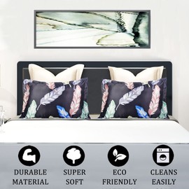 100% Luxury Satin Pillowcases, Queen (20"x30") Standard Size Good for Hair and Skin, Leaf-Pattern Soft Luxury-Feeling Envelope Pillow Cases, Set of 2 (Black)