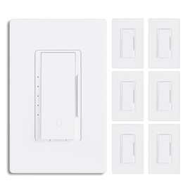 BRILLTECH 6 Pack Dimmer Light Switch for 300W Dimmable LED/CFL Lights and 600W Incandescent/Halogen, Single Pole/3-Way LED Dimmer, Screwless Wallplate Included, ETL Listed, White