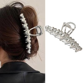 Heart Hair Claw Clip Valentinee Day Hair Clips Silver Metal Love Heart Design Hair Jaw Clips Non-Slip Large Small Hearts Hairpins Exquisite Fashion Hair Accessories for Women Hair Decorations