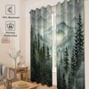 Forest Green Blackout Curtains Patterned Misty Nature Rustic Grommet Window