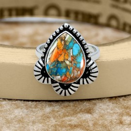 TISHAVI 8.21Ct Oyster Copper Turquoise Ring Size 9 For Women 925, Oyster Stone December Birthstone Jewelry Women'S Day Gifts For Mom