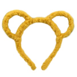 Vogast Women Winter Thick Plush Headband Round Bear Ears Makeup Hair Hoop Bandana Yellow