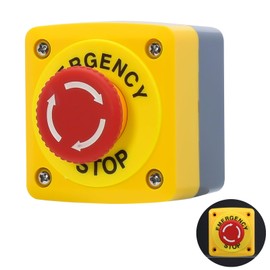 AXTHCHO Emergency Stop Button Switch E-Stop Momentary Shut Off Red PushButton Switches 1NO 1NC 660V 10A with Box