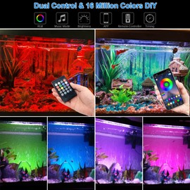 VARMHUS LED Aquarium Light,Fish Tank Light with Remote Controller&APP Control,DIY Full Spectrum Optional Color&Intelligent Timing and Dimming,29 Light Modes and 4 Music Control Modes 18LEDS-RGB 15''