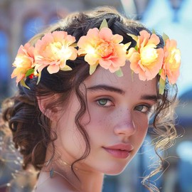 Zoestar Luminous Flower Headband LED Garland Crown Headbands Bridal Flower Headpiece Festival Hair Wreath for Women and Girls
