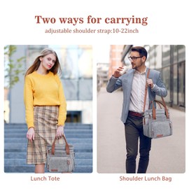 BAGNN Lunch Box for Women/Men-Insulated Lunch Bag-Expandable Double Cooler Bag-Reusable Adult Lunchbox with Adjustable Shoulder Strap-Waterproof&Leakproof Lunch Tote for Work/Picnic/Beach-Gray