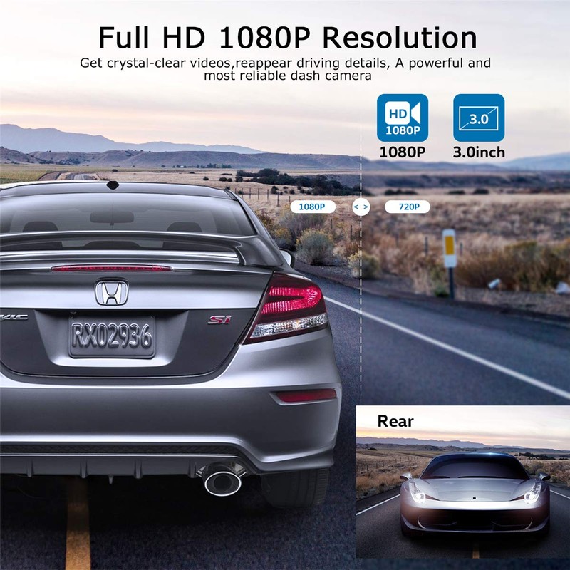ORSKEY ORSKEY Dash Cam Front and Rear 1080P Full HD
