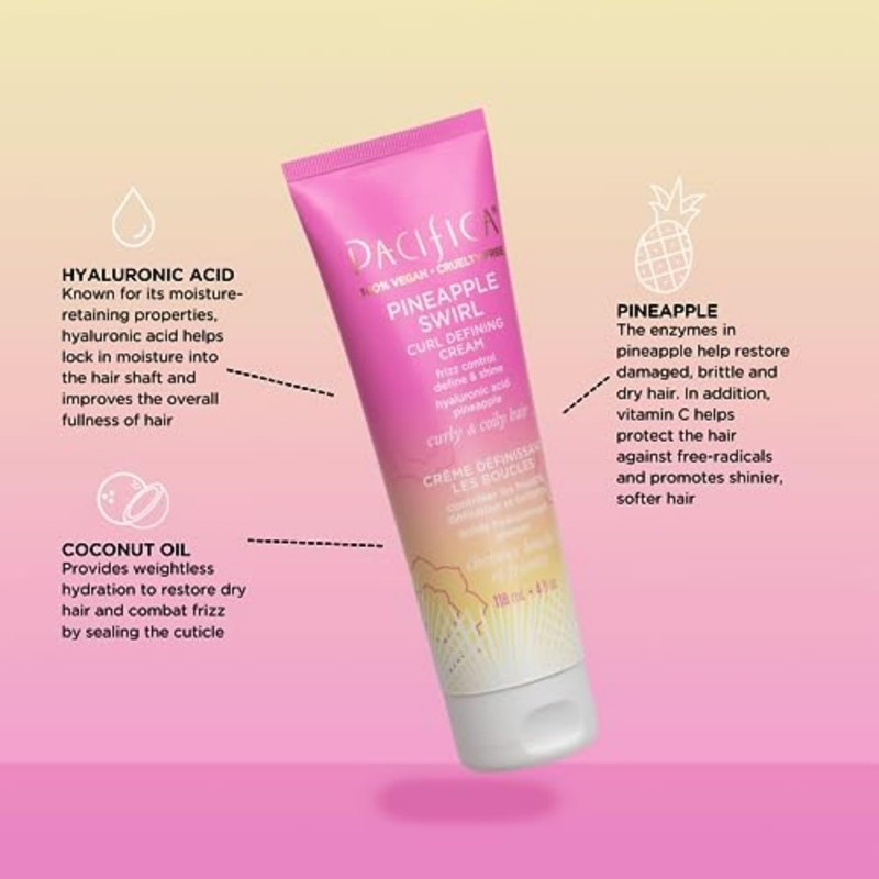 Pacifica Pacifica Beauty Pineapple Swirl Curl Defining Cream, 100% Vegan
