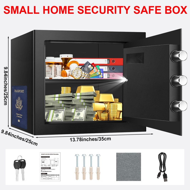 1.3 Cuft Small Fire Proof Safe for Home Documents, Anti-theft