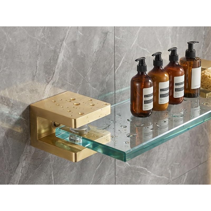 KUMGROT 6pcs Brass Glass Clamp Shower Shelf Clip U Clamp