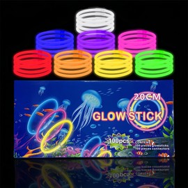 100 pcs Glow Stick, Glow Party Supplies with Connectors to Make Glow Necklaces