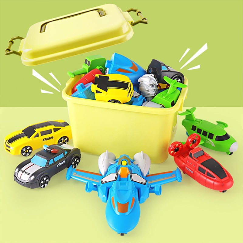 QUERCITRON 5-in-1 Magnetic Vehicles Playset Toy, Transform to Robot, Mix