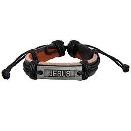 4030523 JESUS Leather Bracelet Christian Scripture Name of Jesus Bible Religious