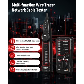 KAIWEETS Network Cable Tester, RJ45 RJ11 Wire Tracer Line Finder, Tone Generator and Probe Kit, Cable Tracer Ethernet LAN Network Cat5 Cat6 for Cable Collation, Telephone Line Test