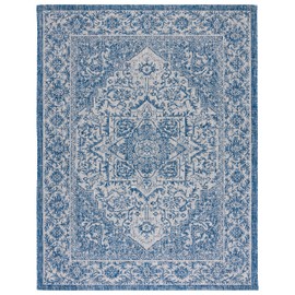 SAFAVIEH Courtyard Collection 8' x 10' Navy / Light Grey CY8763 Indoor/ Outdoor Waterproof Easy Cleaning Patio Backyard Mudroom Area Rug