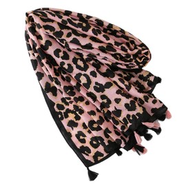 FAIRYGATE Ladies Scarf Pink Leopard Print Scarfs for Women Sale Animal Print Long Neck Present Shawls and Wraps 57014