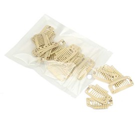20pcs 9-Teeth Stainless Snap Comb Wig Clips, Hair Extension Clips, Wig Accessories Clip, Diy Clips for Hairpieces Wigs hair extensions (Beige)