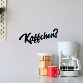 Käffchen? Lettering - Coffee Decoration Sign - Kitchen Decoration Wall - Door & Wall Decoration - Coffee Wall Sign - Coffee Bar Wall Decoration - Plastic Coffee Bar Wall Sticker (L)