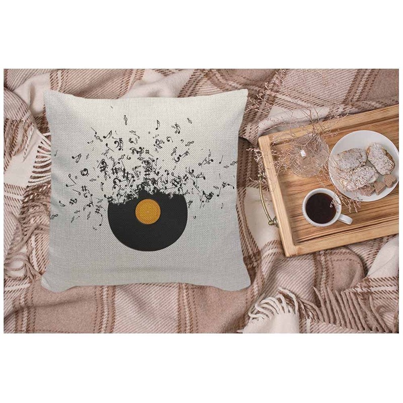 WONDERTIFY Record Muisicnotes Cushion Cover Notes Floating Decorative Throw Pillow