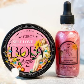 Self Love Body butter & Body Oil Set 2 Counts/set Long Lasting Scented Body Skin Care Product, Moisturizing Body Care Kit for Women & Men Coconut Moisture Smooth