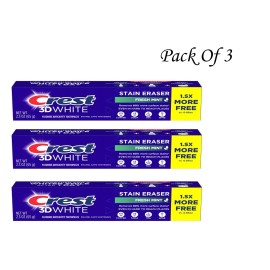 Crest 3D White Stain Eraser Toothpaste, Fresh Mint, 2.3 Oz (Pack OF 3)