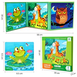 BBLIKE Children's Puzzle Magnetic Puzzle Animal Puzzle for Children Puzzle from 3 Travel Games Children from 3 Learning Toys for Children 3 4 5 Years Old (Animal)