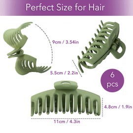 StylGo Hair Claw Clips for Thick Hair - 6 Pcs 4.3" Hair Clips for Women & Girls in Glossy and Matte Colors - Anti-Slip, Strong Hold, and Ideal for All Hair Types