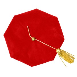 GradPlaza Doctoral Tam Graduaton Tam Velvet with Gold Tassel Red, Red, One Size