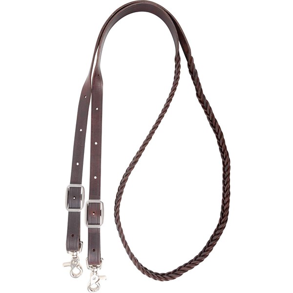 Martin Saddlery 3/4in 5 Plait Braided Leather Rein Brown 7.5ft x 3/4in