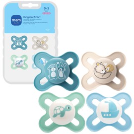 MAM Original Start - Chupetes de bebé mate para 0-3 meses, pezón de silicona sin BPA, fácil de limpiar, ideal para bebés recién nacidos, desarrollado con expertos médicos, 4 unidades