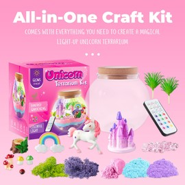 Unicorn Terrarium Kit for Kids,Unicorn Toys for Girls Age 4-6 with LED Remote,Unicorn Arts and Crafts for Kids,Unicorn Night Light,Birthday Gift for Girls Age 4 5 6 7 8-12 Year Old,Best Girls Presents