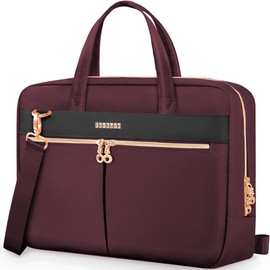Ferkurn Laptop Bag Case Women Men Computer Bag Compatible with MacBook/HP/LG/Dell, Shoulder Strap Slim Carrying Messenger Briefcase, Wine Red, 15.6-16 Inch