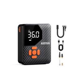 AstroAI L7 Mini Tire Inflator Portable Air Compressor,150 PSI Cordless Car Tires Air Pump with LED Lights&Pressure Gauge,Auto Shut-Off - Tire Pump for Auto,Motorcycle, Bicycle, Ball Orange