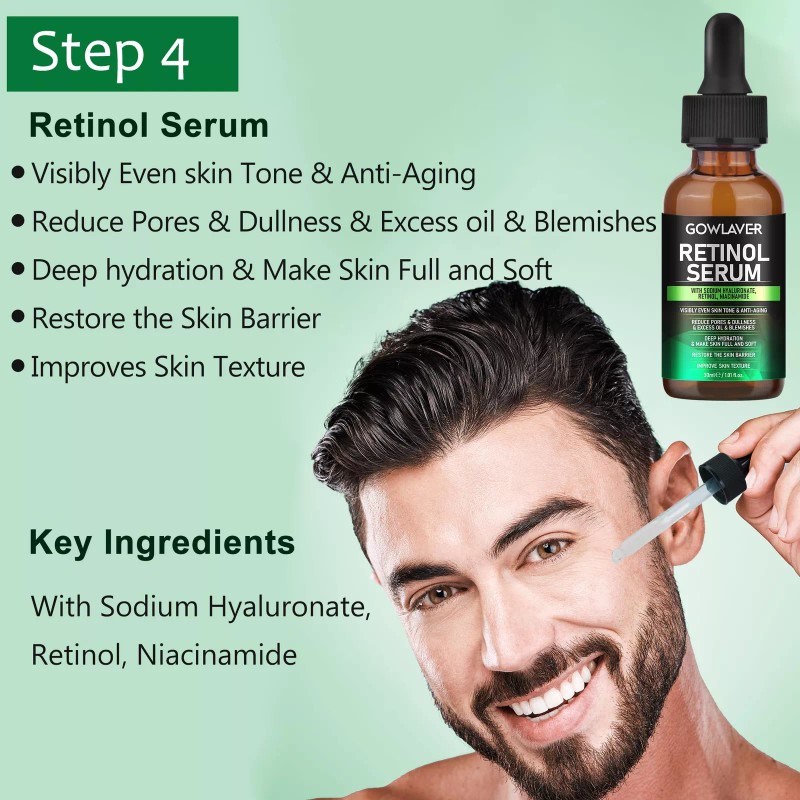 GOWLAVER All In One Men's Skin Care Set Facial Cleanser