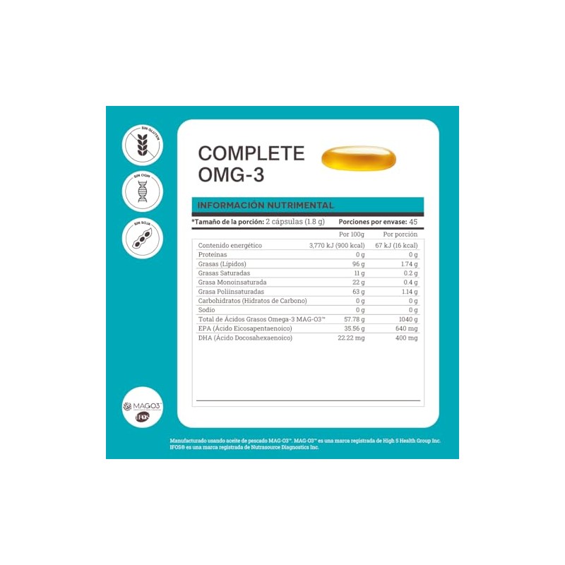 Matter Complete OMG-3, Aceite de Pescado con Omega 3 MAG-O3,