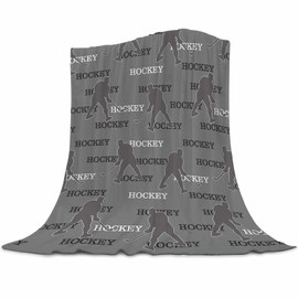 Grey Hockey Fleece Blanket Fluffy & Soft Plush Reversible Blanket for Couch Bed Flannel Warm Kids/Adult Blanket Throw Blanket for All Seasons 40"x50"