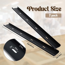 Blulu 2 Pcs 24" L X 2" W C Channel Steel Support Metal Support Bracing Hidden C Bracket for Table Top Live Edge Slab Woodworking, Black Coat Finish