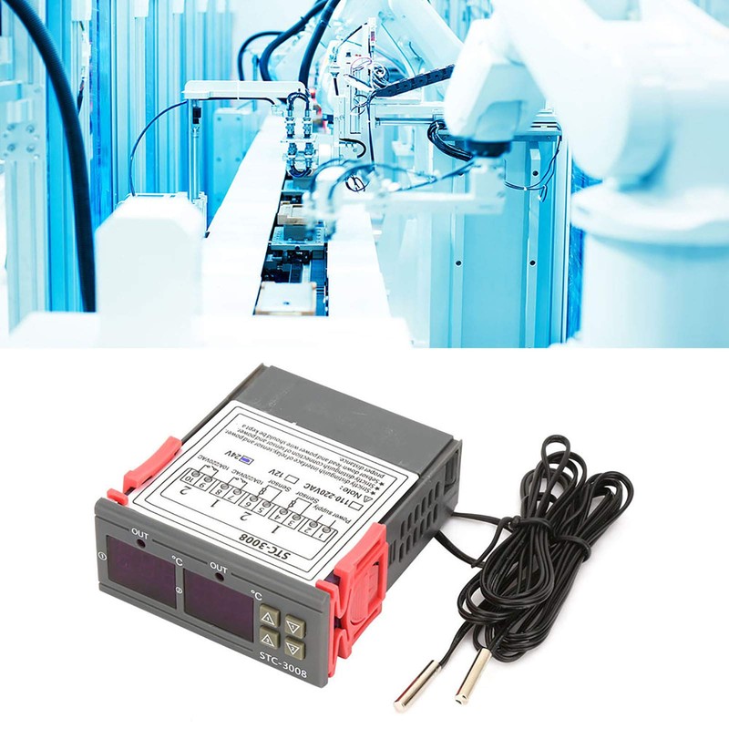 STC3008 Dual Display Thermostat Adjustable Dual NTC Probe Sensor Digital