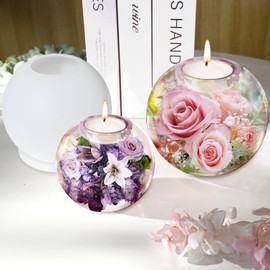 Actvty Tealight Candle Holder Resin Molds, 2 Pcs Sphere Tea Light Holder Molds, Crystals Ball/Orbs Epoxy Resin Molds for DIY Dining Coffee Table Centerpiece, Wedding Decorations