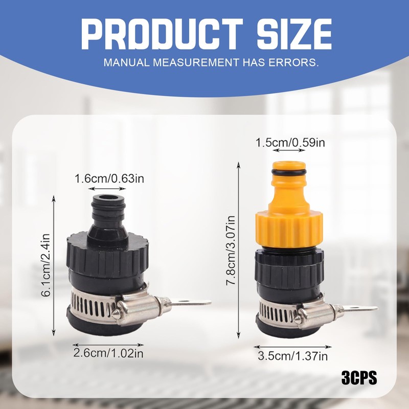 3PCS Kitchen Tap Hose Connector, Tap Hose Connector for Hose