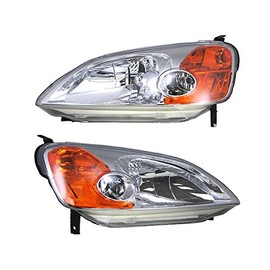Headlight Assembly - Set of 2 - Compatible with 2001-2003 Honda Civic Coupe