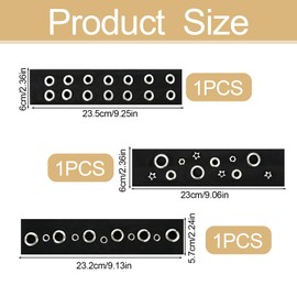 3 Pcs Y2K Grommet Headband, Punk Grunge Studded Hair Accessories (B)