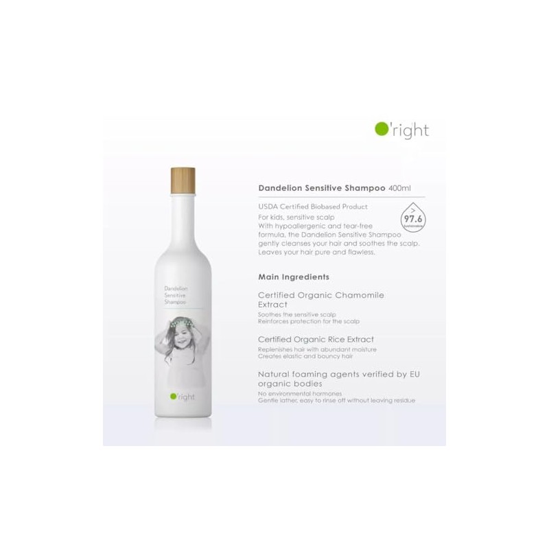 O'right Shampoo Sensitive Dandelion Kids 400ml |16 FREE | Niños