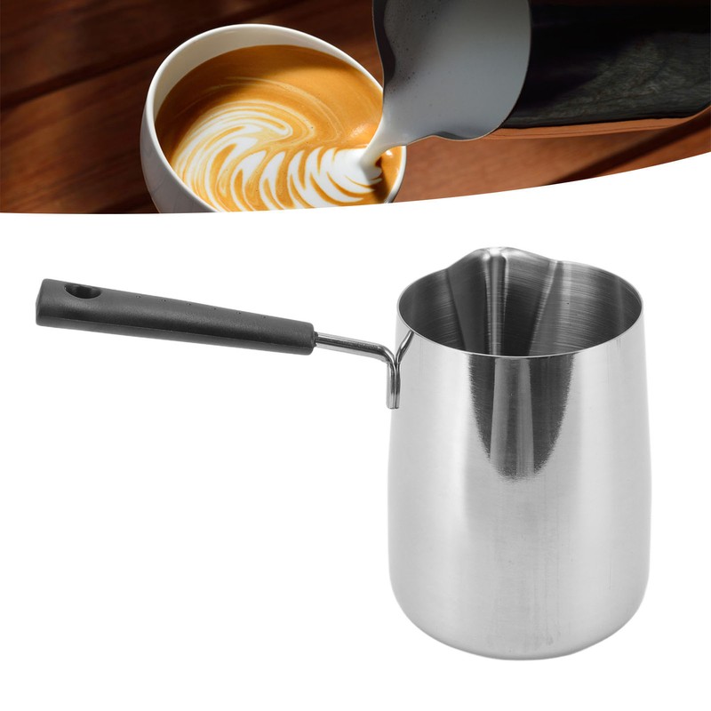 Long Handle Coffee Toroid Pitcher 304 Stainless Steel Rustproof Smoother