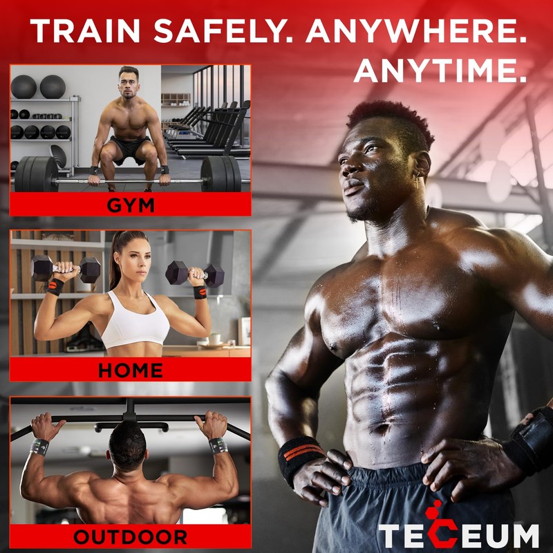 TECEUM Weightlifting Wrist Wraps with Thumb Loop – Camo –