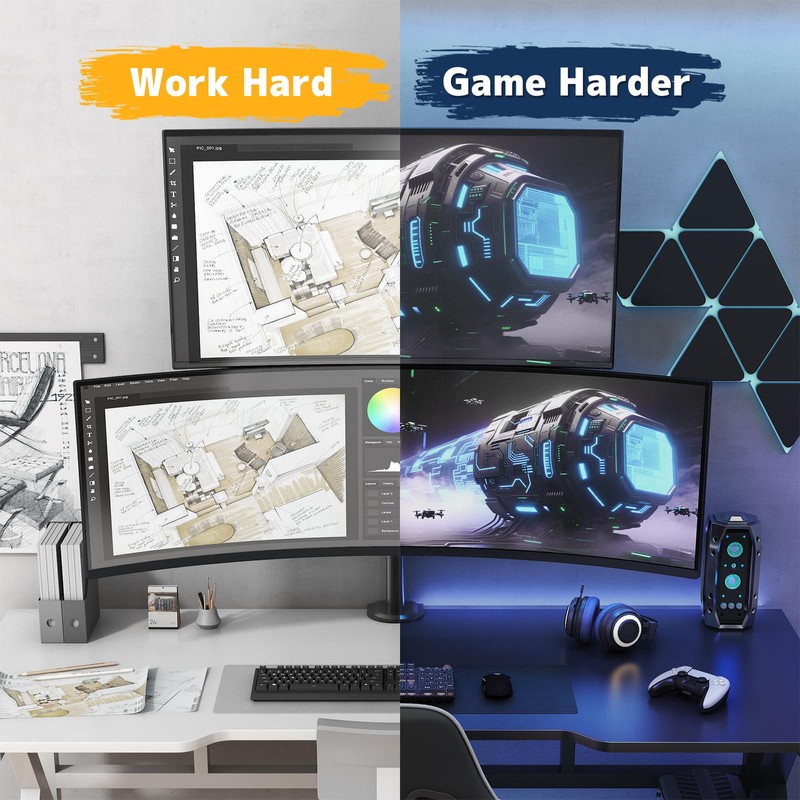 Heavy Duty Dual Monitor-Arm for 17-49'' - Double Vertically Stacked