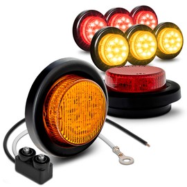 TRUE MODS 8pc 2" 12V Amber + Red Round LED Clearance Side Marker Light Kit [DOT Approved] [Reflector Lens] [Grommet & Plugs] [Flush-Mount] [Waterproof IP67] for Boat Trailer Semi Truck RV Peterbilt