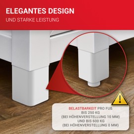 LouMaxx Furniture Feet Height Adjustable - Set of 4 38 x 38 x 60 mm in White Including Mounting Plate - Feet for Cabinets Suitable as Kallax Feet - High-Quality Cabinet Feet for Individual DIY