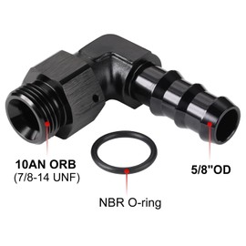 Podavelle 10AN -10 ORB Male to 5/8 Hose Barb 90 Degree Fitting Adapter Aluminum Black