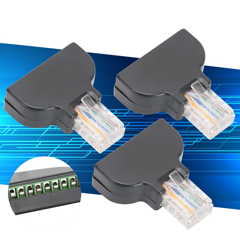 3 Sets RJ45 Male to 8 Pin Screw Terminal Connector